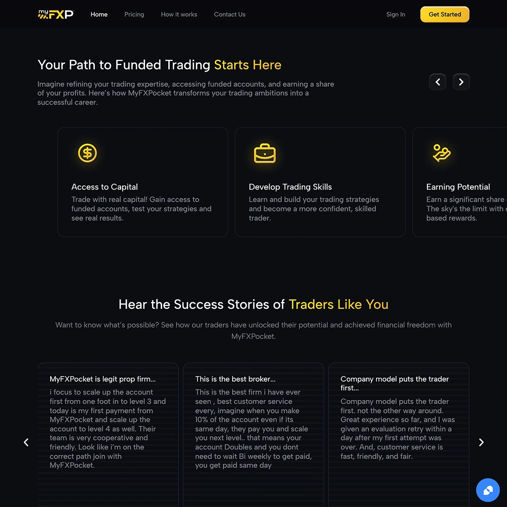 myfxpocket.com website converted from Figma to WordPress with Elementor Pro